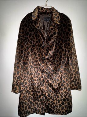 Express Vintage Y2K Black/Brown Leopard Print Peacoat Size 13/14 Great Condition